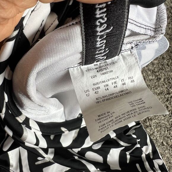 Miraclesuit Women’s Size 12 Tankini Swim Top Black White Twist Knot Underwire - Picture 5 of 6